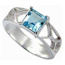 Solid 925 Sterling Silver Genuine Blue Topaz ring